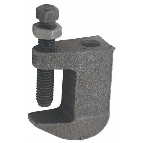 Pipe Beam Clamp, 1/2 in Rod, 1/4 in Thickness, 500 lb, Malleable Iron, Plain