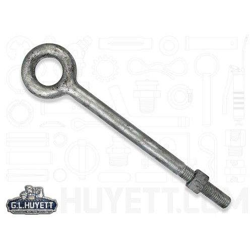 G.L.HUYETT™ Aztec Lifting Hardware NPP106 Eye Bolt, Imperial, 1 in Diameter - Thread Size, 6 in Shank Length, 1045 Carbon Steel, Plain Pattern, Hot Dipped Galvanized