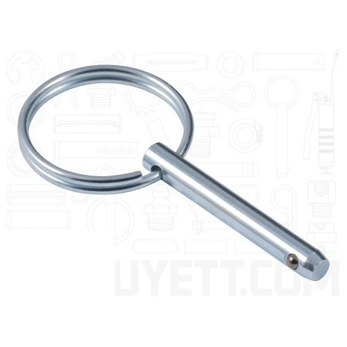 G.L.HUYETT™ DTP-0312-2500 Detent Pin, 5/16 in Dia, 2-1/2 in Overall Length, Medium Carbon Steel, Clear Zinc Plated