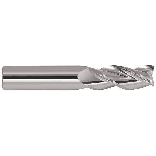 GARR 07097 Square End Mill, 1/2 in Cutter Dia, 1-1/4 in Length of Cut, 3 Flutes, 1/2 in Shank Dia, 3 in Overall Length, Uncoated