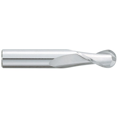 GARR 16070 Ball End Mill, 0.125 in Cutter Dia, 0.5 in Length of Cut, 2 Flutes, 1/8 in Shank Dia, 1-1/2 in Overall Length, Uncoated