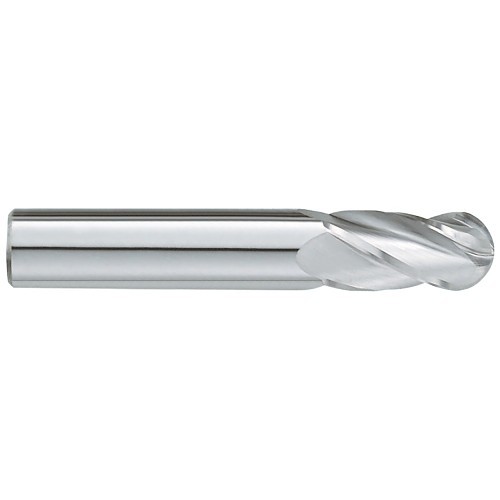 GARR 18230 Ball End Mill, 3/8 in Cutter Dia, 7/8 in Length of Cut, 4 Flutes, 0.375 in Shank Dia, 2-1/2 in Overall Length