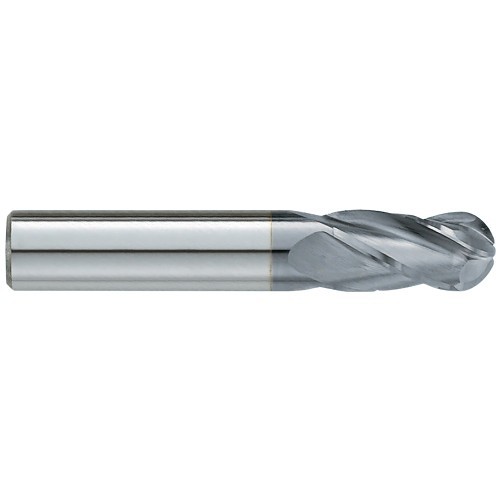GARR 18314 Ball End Mill, 1/2 in Cutter Dia, 1 in Length of Cut, 4 Flutes, 1/2 in Shank Dia, 3 in Overall Length, TiCN