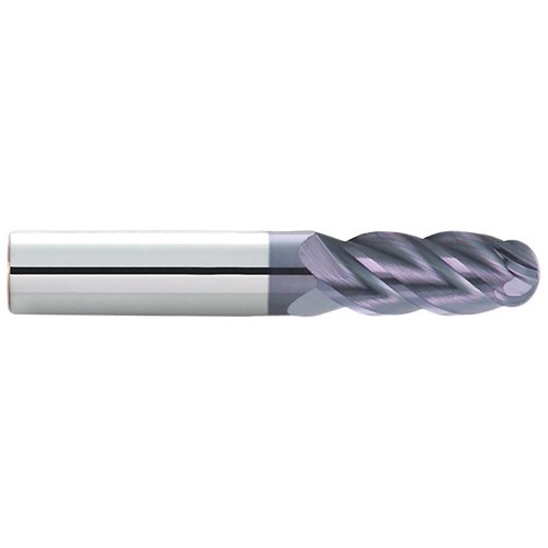 GARR 28580 Ball End Mill, 1/4 in Cutter Dia, 3/4 in Length of Cut, 4 Flutes, 1/4 in Shank Dia, 2-1/2 in Overall Length, AlTiN