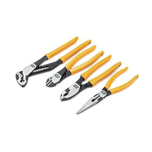 GearWrench® 82203 Pitbull Straight Professional Dipped Handle Mixed Plier Set, 4 Pieces, ASME