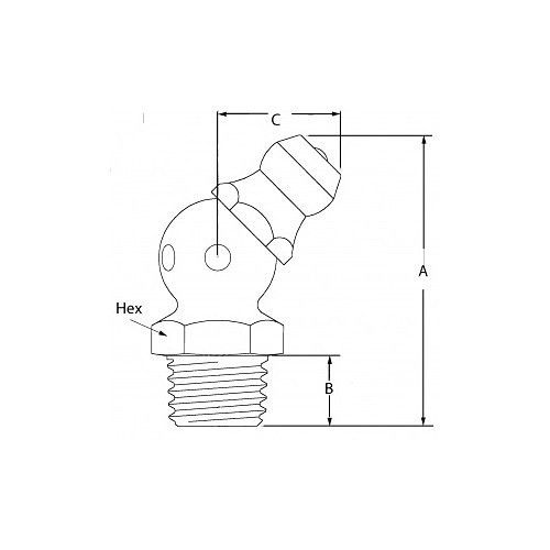 GF&D Systems 617445 Grease Fitting, M8-1 Thread, Steel