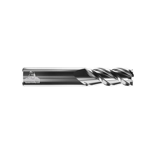 GORILLA MILL® 20068 Square End Mill, 1/2 in Cutter Dia, 2 in Length of Cut, 4 Flutes, 1/2 in Shank Dia, 4 in Overall Length, Uncoated