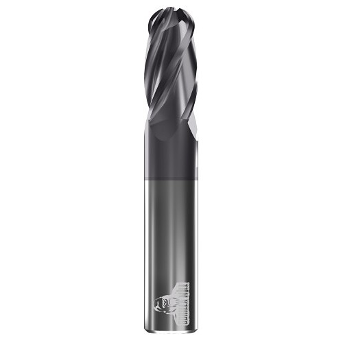 GORILLA MILL® CEM38BXXL4TiALN Ball End Mill, 0.375 in Cutter Dia, 1.5 in Length of Cut, 4 Flutes, 0.375 in Shank Dia, 6 in Overall Length, TiAlN