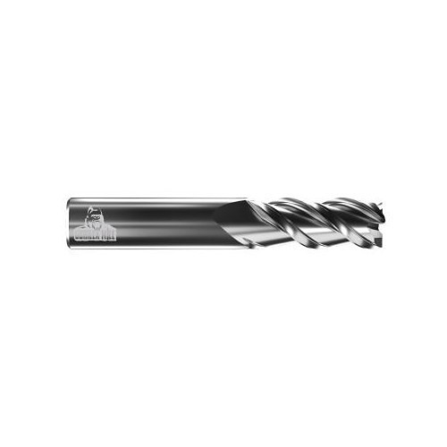 GORILLA MILL® GMA18F3 Square End Mill, 1/8 in Cutter Dia, 1/2 in Length of Cut, 3 Flutes, 1/8 in Shank Dia, 1-1/2 in Overall Length, Uncoated