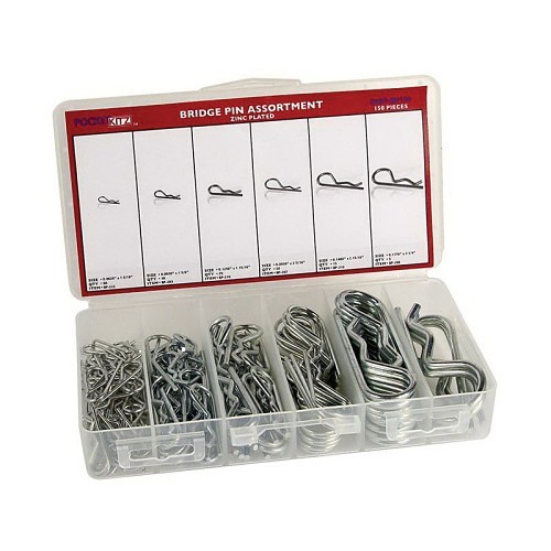 G.L.HUYETT™ Pocket Kitz™ DISP-BP150 Bridge Pin Assortment, 150 Pieces, MB Spring Wire, Zinc Clear