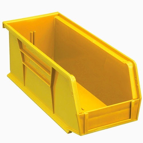 WB269688YL Hang & Stack Bin, 10-7/8 in Outside Length, 4-1/8 in Outside Width, 4 in Outside Height, Yellow