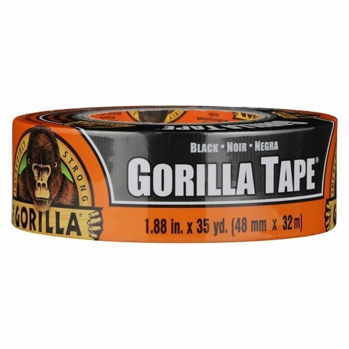 Gorilla® 5121447 Duct Tape, 35 yd Length, 1.88 in Width, 17 mil Thickness, rubber Adhesive, Polyethylene Coated Cloth Backing, Black