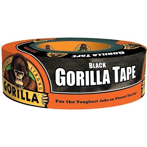 Gorilla® 5121462 Duct Tape, 30 yd Length, 2.88 in Width, Cotton/Polymer Backing Backing, Black