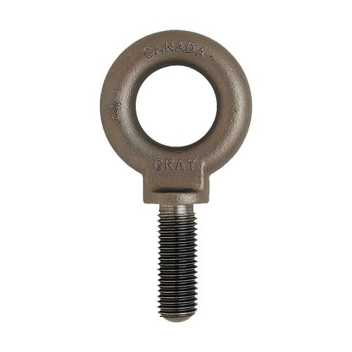 Gray Tools BS24 Self-Colored Shoulder Pattern Eye Bolt, 3/4-10, 2 in L Shank, Forged Carbon Steel, Galvanized