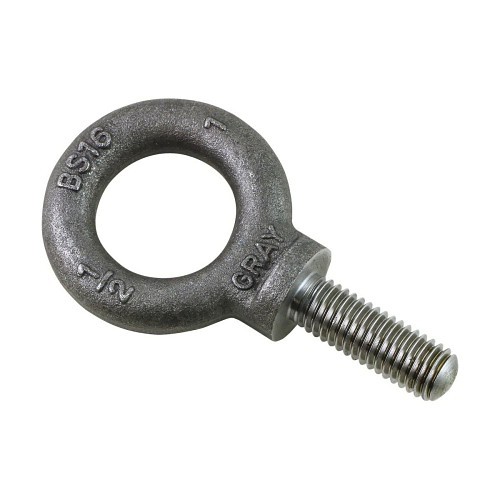 Gray Tools BS16 Self-Colored Shoulder Pattern Eye Bolt, 1/2-13, 1-1/2 in L Shank, Forged Carbon Steel, Uncoated