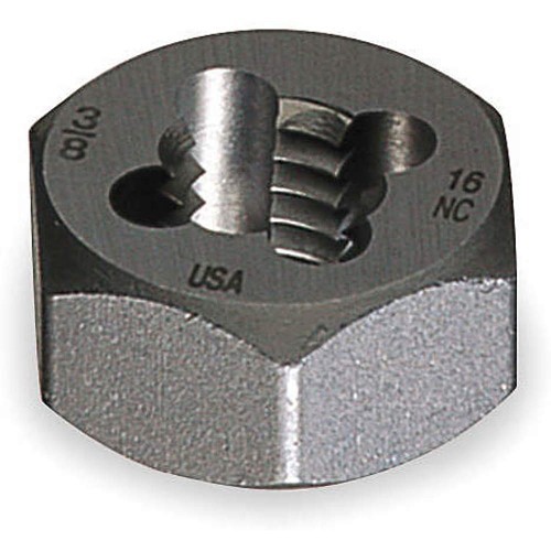 Greenfield Industries Cle-Line® C65601 Hex Die, Imperial, 1/4-20 in, UNC, 1/4 in Thickness, 19/32 in Die Outside Dia, Carbon Steel