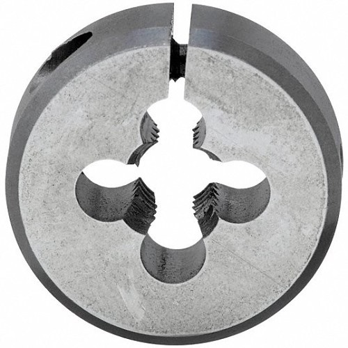 Greenfield Industries Cle-Line® C65724 Round Die, Metric, M3x0.50, Metric, 1/4 in Thickness, 13/16 in Die Outside Dia, High Speed Steel