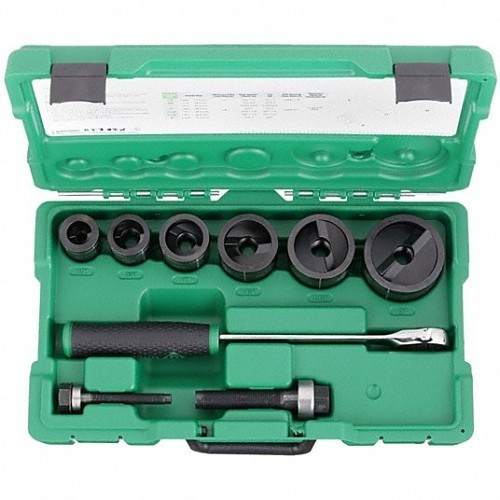 Greenlee® 7238SB Manual Round Knockout Punch Kit, 10 ga, For Use With: Battery Powered/Hydraulic Ratchet Driver & 3/8 in & 3/4 in Draw Stud, 1/2 to 2 in, Mild Steel