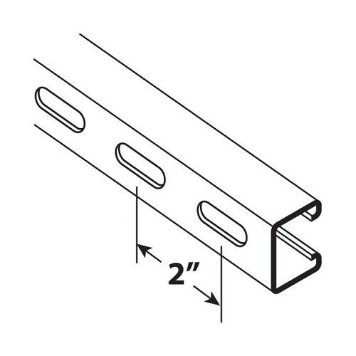 Gregory G-582-OS-1HDG Struct Channel, 10 ft Length, 1-5/8 in Width, 1-5/8 in Depth, 12 ga Thickness, Slotted, Hot Dipped Galvanized