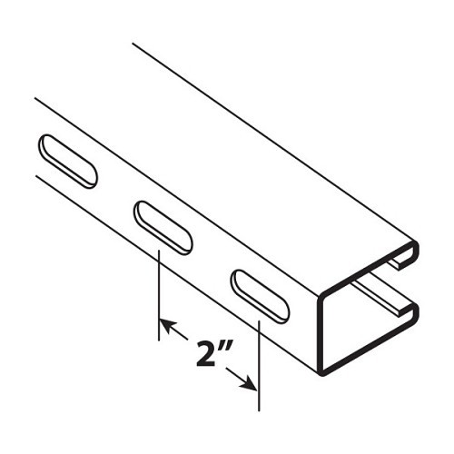 Gregory G-812-OS-1 Struct Channel, 10 ft Length, 3-1/4 in Width, 1-5/8 in Depth, 12 ga Thickness, Slotted, Pre-Galvanized