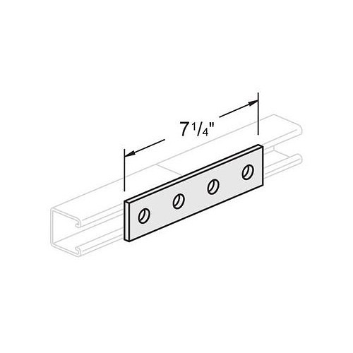 Gregory G205 Flat Splice Plate, 7-1/4 in Length, 1-5/8 in Width, Carbon Steel, Zinc Electroplated