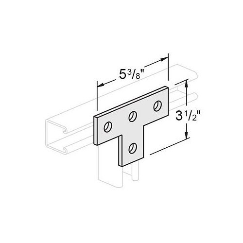 Gregory G213 Tee Plate, Number of Holes: 4, 5-3/8 in Length, 3-1/2 in Width, Steel