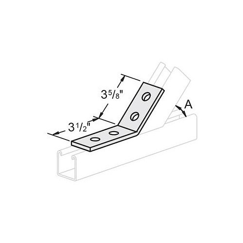 Gregory G3206 Open Angle, Number of Holes: 4, 3-1/2 in x 3-5/8 in Length, 45 deg Bend Angle, Steel