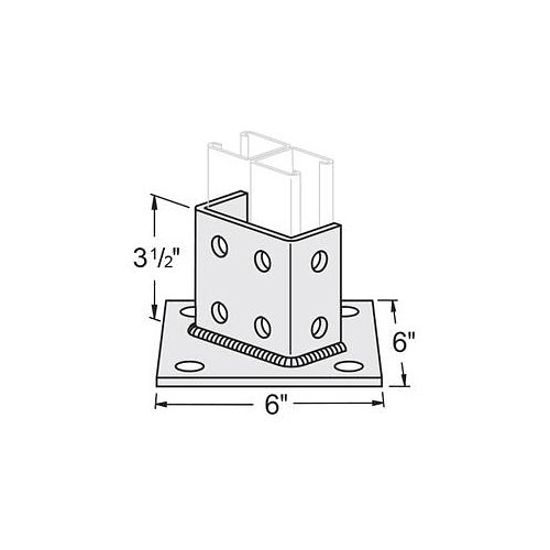 Gregory G620A Post Base Clamp, 6 in x 6 in Nominal