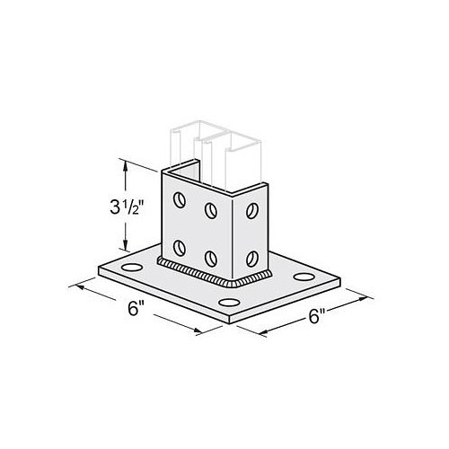 Gregory G620ASQ Post Base, 2 Channel Position, 3-1/2 in Base Height