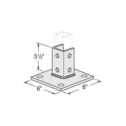 Gregory G620SQ Post Base, 1 Channel Position, 3-1/2 in Base Height