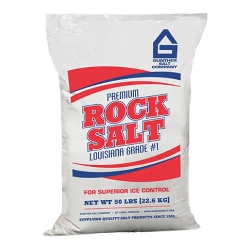 Gunther 091229 Granular Rock Salt, 50 lb, Bag, Solid, Composition: Sodium chloride, Colorless to White