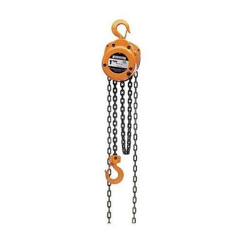 HARRINGTON CF010-20 Manual Chain Hoist, 2000 lb Load, 20 ft Lifting Height, 14.6 in Minimum Between Hooks, 1.1 in Hook Opening, 72 lb Pull to Lift