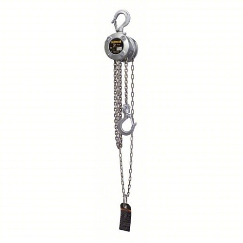 HARRINGTON CX005-20 Mini Chain Hoist, 1000 lb Load, 29/32 in Hook Opening, 42 lb Pull to Lift