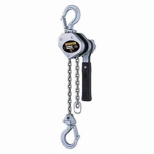 HARRINGTON LX005-10 Lever Chain Hoist, 1000 lb, 10 ft Lifting Height, 62 lb Pull to Lift, 11 ft Chain Length, 29/32 in Hook Opening