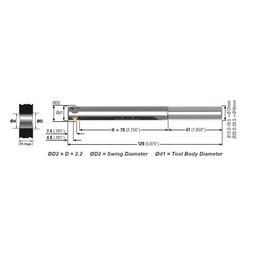 HEULE C12-22.0 Chamfer Mill, 0.866 in Cutter Head Dia