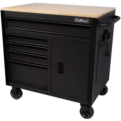 HOSPECO® ProWorks® W36MWC5XD Tool Chest, 37.2 in Height, 36 in Width, 24.5 in D, Black