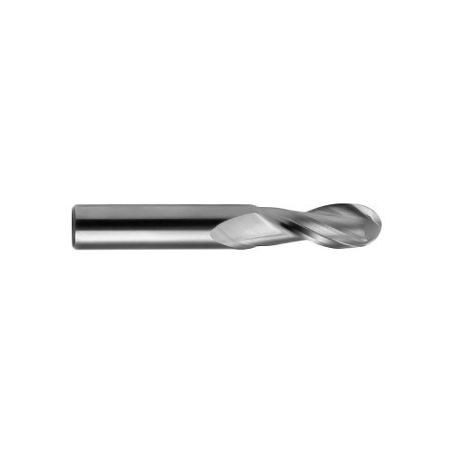 HTC 135-2500 Ball End Mill, 1/2 in Cutter Dia, 1 in Length of Cut, 2 Flutes, 1/2 in Shank Dia, 3 in Overall Length, Uncoated