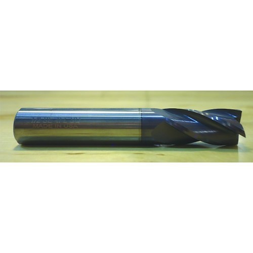 HTC 150-4750 Single End Mill, 3/4 in Cutter Dia, 2-1/4 in Length of Cut, 4 Flutes, 3/4 in Shank Dia, 5 in Overall Length, Uncoated