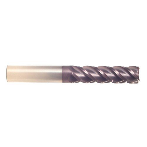 HTC 180-4375 End Mill, 3/8 in Cutter Dia, 3/8 in Length of Cut, 4 Flutes, 4 in Overall Length, AlTiN