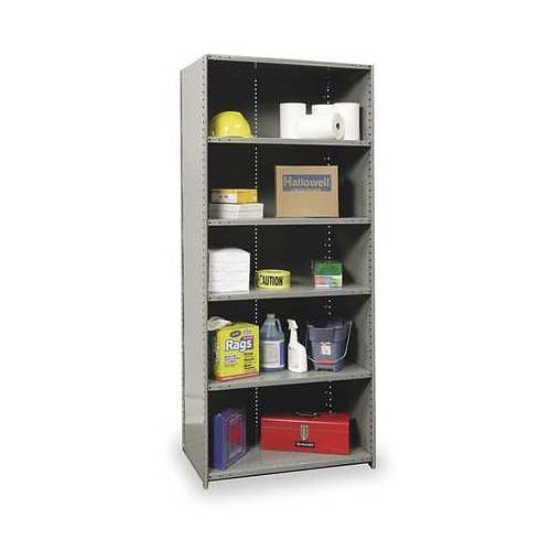 Hallowell 4521-18 Shelving Unit, 6 Shelves, 87 in Height, 36 in Width, 18 in D, 500 lb Shelf, Gray