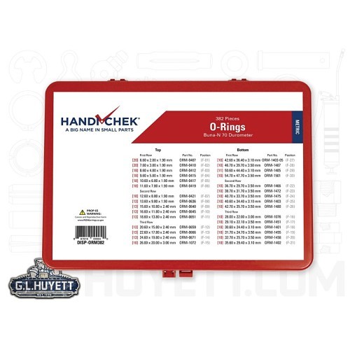 Handi-Chek® DISP-ORM382 Standard O-Ring Assortment, 382 Pieces, Buna-N, Domestic