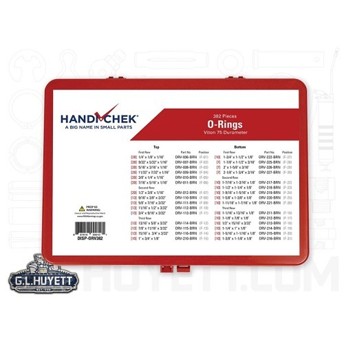 Handi-Chek® DISP-ORV382 Standard O-Ring Assortment, 382 Pieces, FKM, Domestic