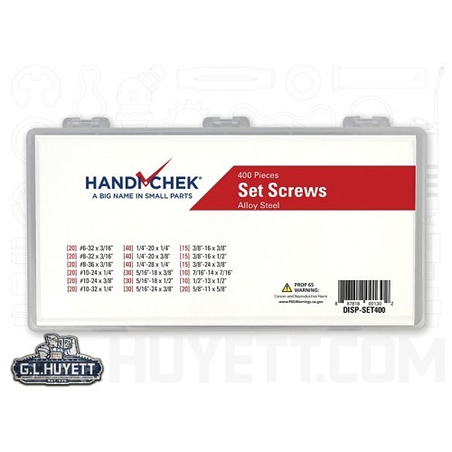 Handi-Chek® DISP-SET400 Set Screw Assortment, 400 Pieces