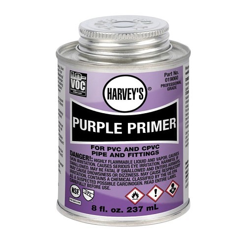 Harvey® 019060-24 Low VOC Professional Grade Primer, For Use With All Classes and Schedules of CPVC, PVC Pipe and Fittings, Purple, 8 oz Container