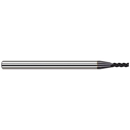 Harvey Tool Harvey Tool 945911-C3 Square End Mill, 0.5 mm Cutter Dia, 1.5 mm Length of Cut, 3 Flutes, 4 mm Shank Dia, 50 mm Overall Length, AITiN Coated