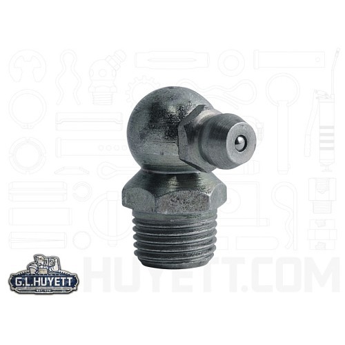 Heritageâ„¢ H1613Z3 90 deg H1613Z3, 1/8-27 PTF Thread, 0.84 in OAL, Clear Trivalent Zinc Plated, Steel, 0.3 in L Shank