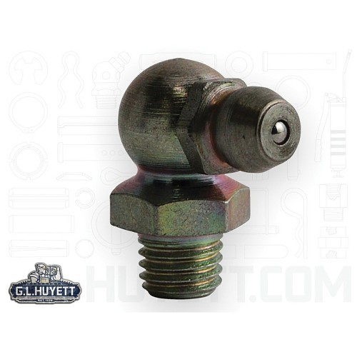 Heritage™ H1911 90 deg Imperial Zerk Grease Fitting, 1/4-28 Thread, 3/4 in OAL, 0.2 in L Shank, Steel, Zinc Yellow