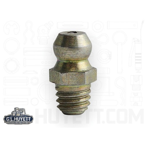 Heritageâ„¢ Euroâ„¢ H2106 Metric Straight Zerk Grease Fitting, M6x1 Thread, 16 mm OAL, 5.5 mm L Shank, Steel, Zinc Yellow