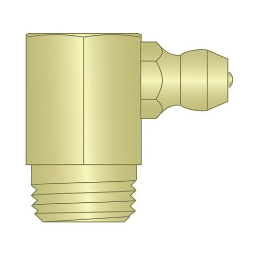 Heritageâ„¢ Euroâ„¢ H2111 90 deg Metric Zerk Grease Fitting, M10x1 Thread, 18 mm OAL, 5.5 mm L Shank, Steel, Zinc Yellow