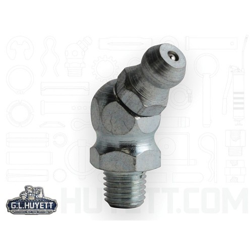 Heritage™ H2116Z3 45 deg Metric Zerk Form Grease Fitting, M6x0.75 Taper Thread, 23.5 mm OAL, 5.5 mm L Shank, Steel